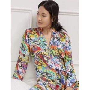 ANTHROPOLOGIE SPOGART Rainbow Eye Pajama Top Abstract Multicolor Lounge - Size M